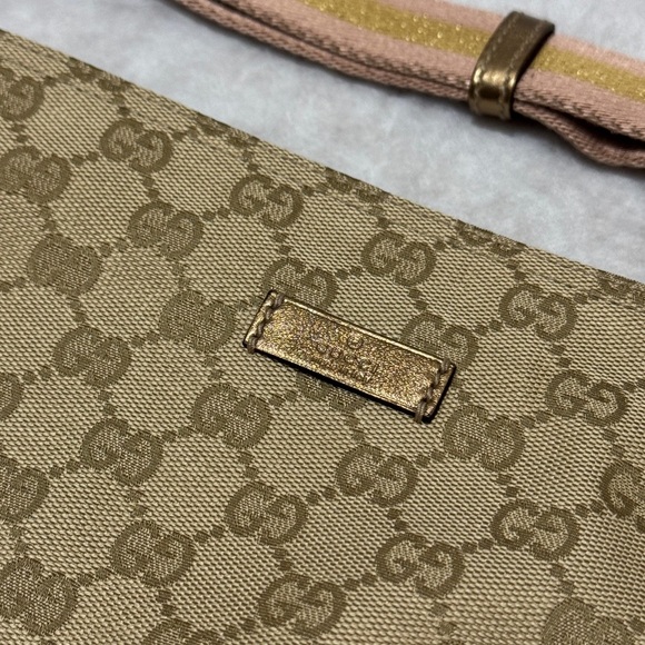 GUCCI GG Canvas Sherry Line Shoulder Bag Beige Gold - Picture 6 of 9